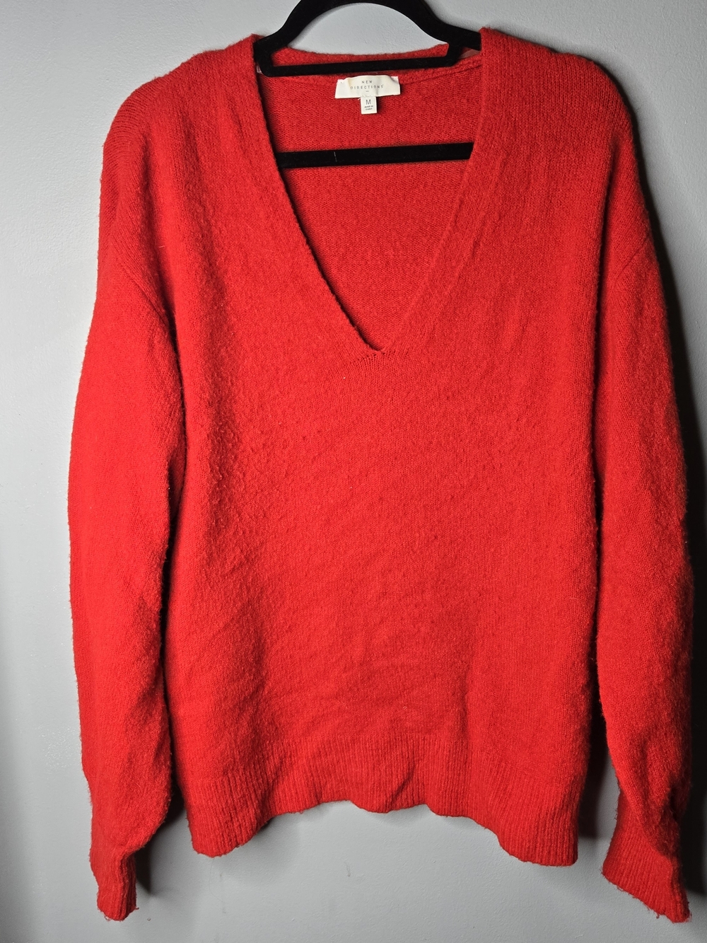new directions Red V-Neck Women's Sweater